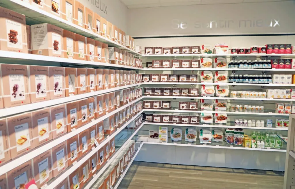 Les produits de la gamme Lovely Minceur présentés en centre